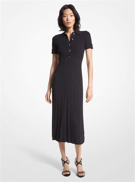 michael michael kors ribbed stretch knit polo dress